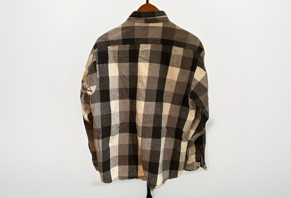 VTG Five Brothers Mens L Black Plaid Heavy Flannel Button Up Long Sleeve Shirt