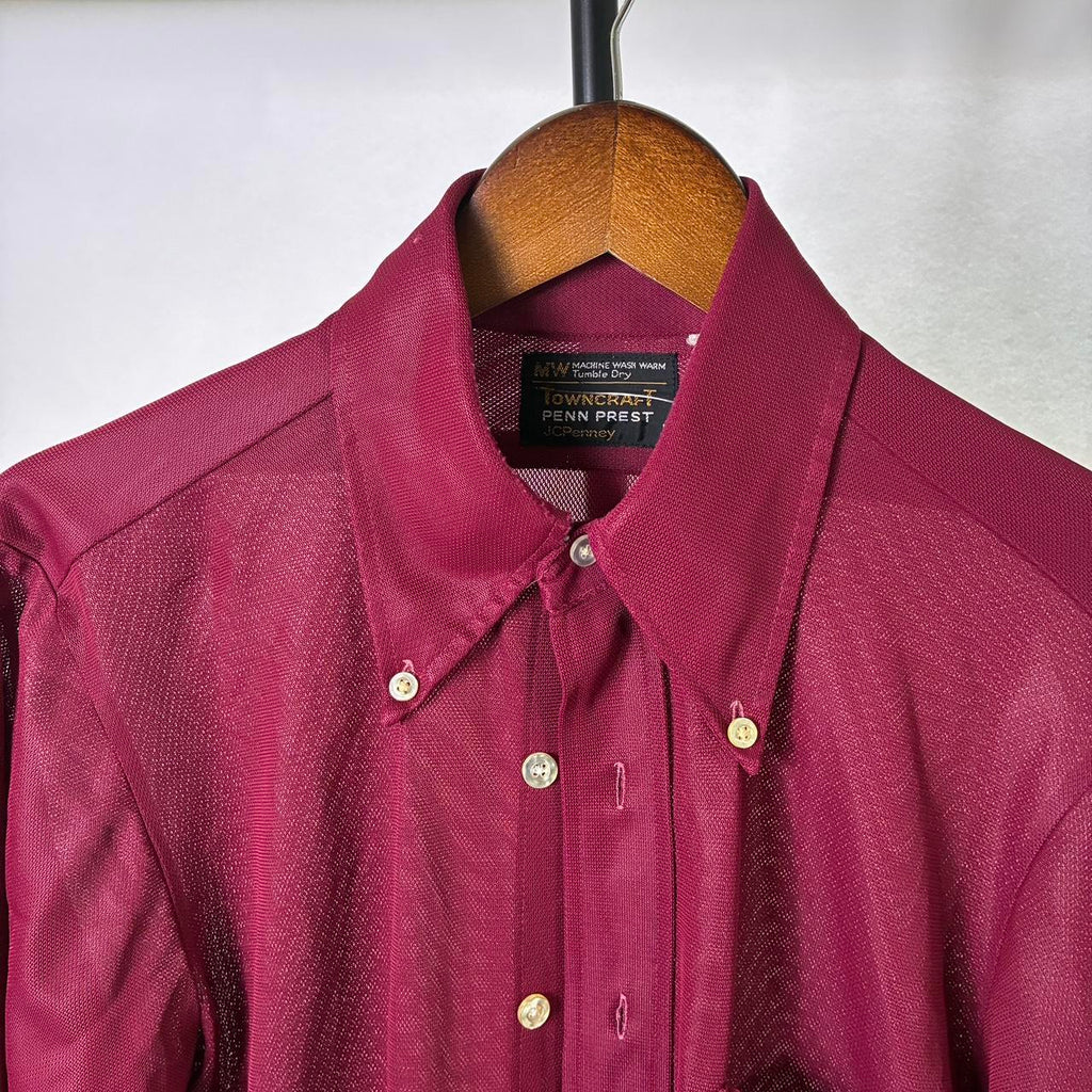 Vintage 70s Maroon Jcpenney Towncraft Sheer Shirt