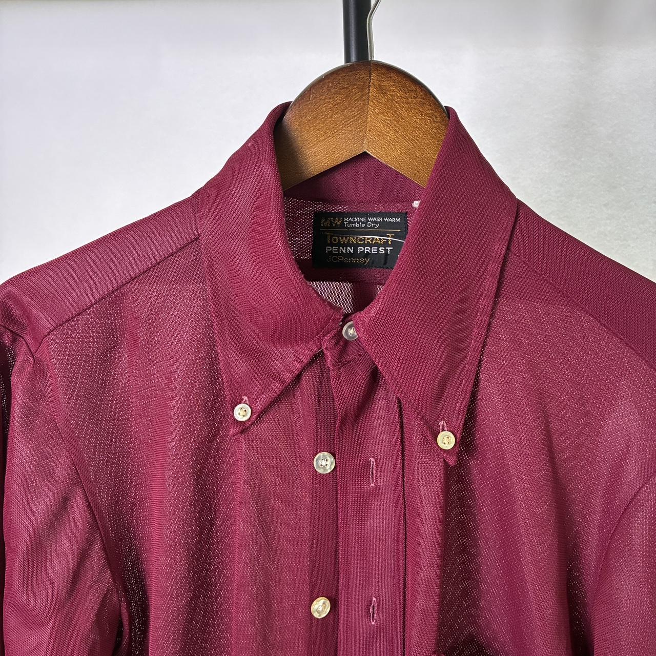 Vintage 70s Maroon Jcpenney Towncraft Sheer Shirt