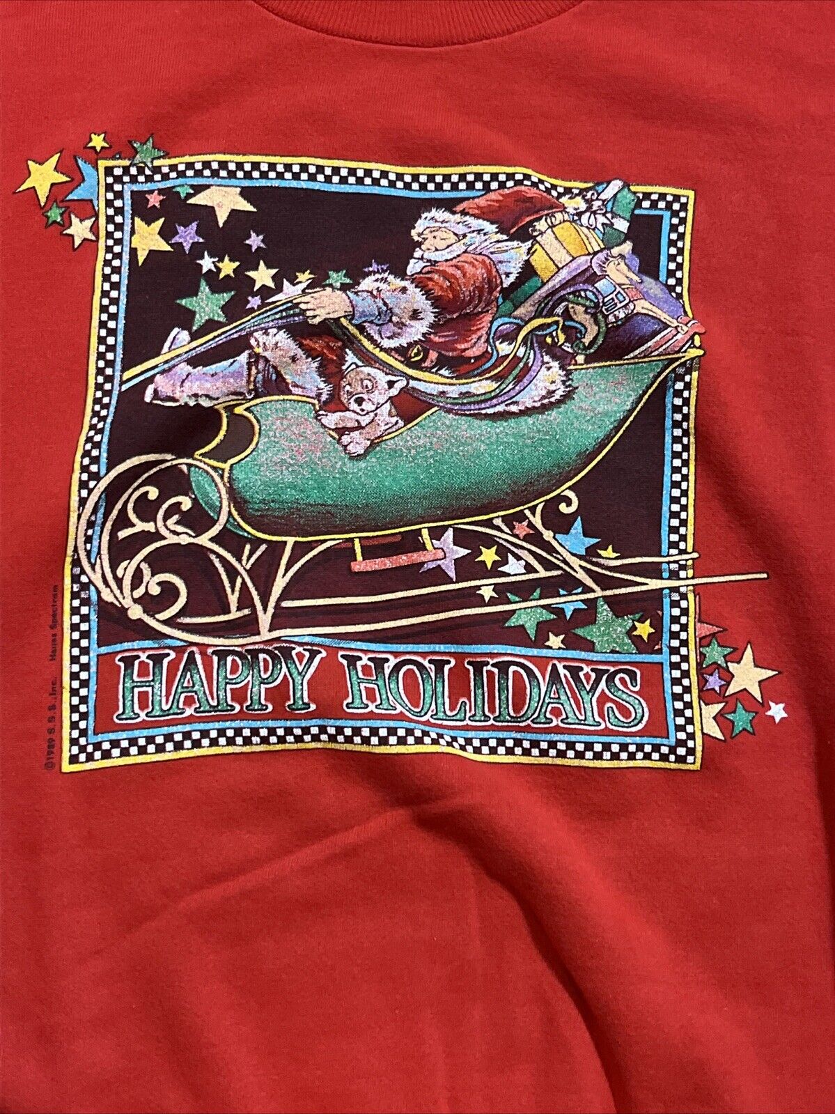 Vintage 80s Happy Holidays Santa Clause Crewneck Sweatshirt